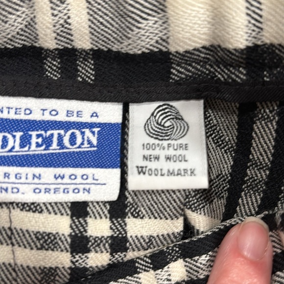 Pendleton Black and White vintage pleated plaid 100% new wool long skirt sz 12 - Picture 8 of 9